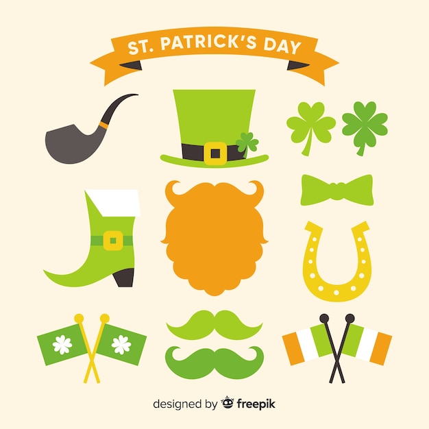 Free vector flat st patrick's day elements collection