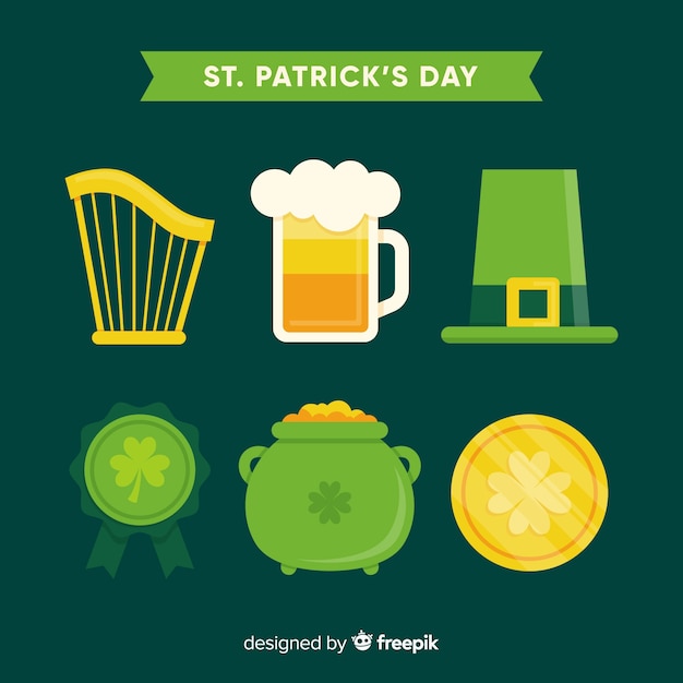 Free vector flat st patrick's day elements collection