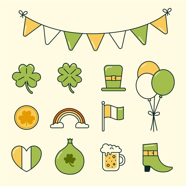 Flat st. patrick's day elements