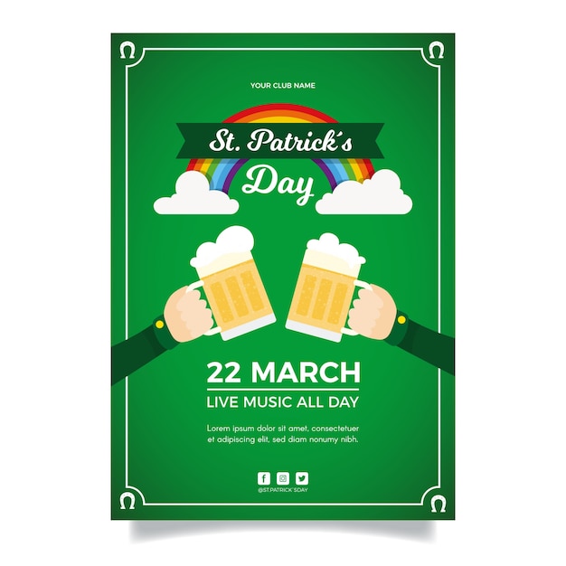 Free vector flat st. patrick's day flyer template