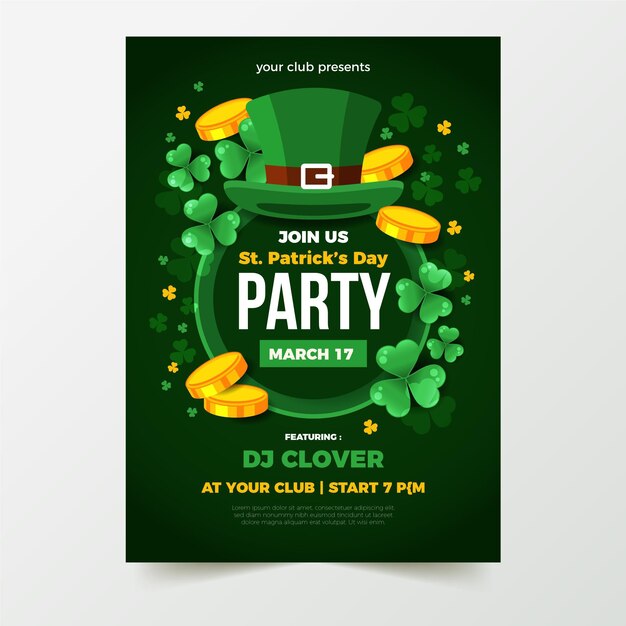 Flat st. patrick's day flyer template