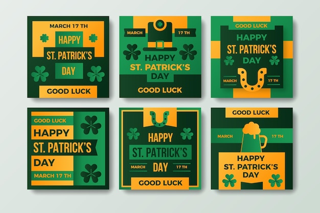 Free vector flat st. patrick's day instagram posts