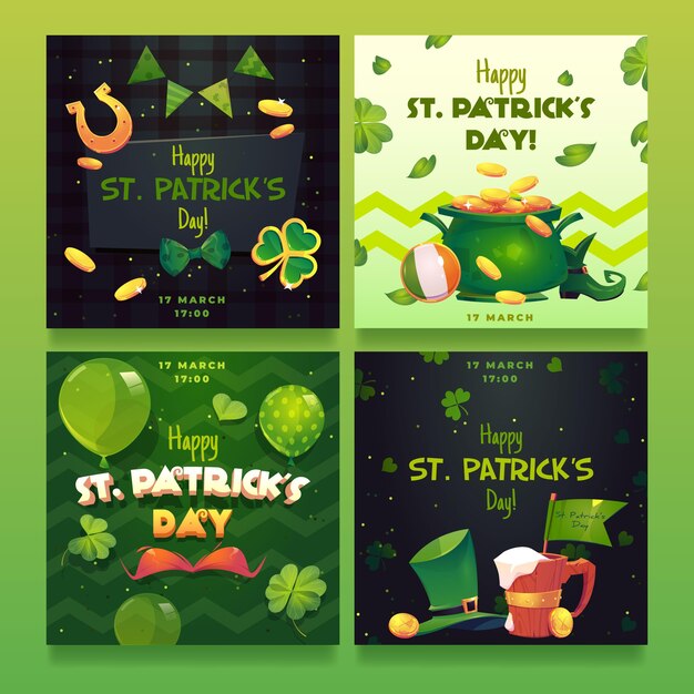 Flat st. patrick's day instagram posts