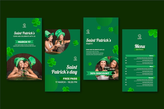 Flat st. patrick's day instagram stories