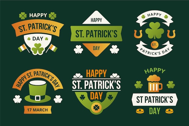 Free vector flat st. patrick's day label collection