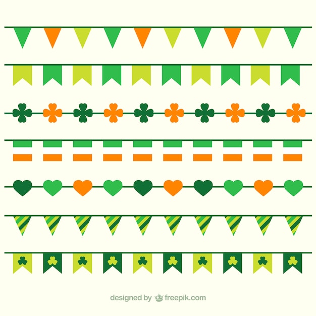 Flat st. patrick's day pennant collection