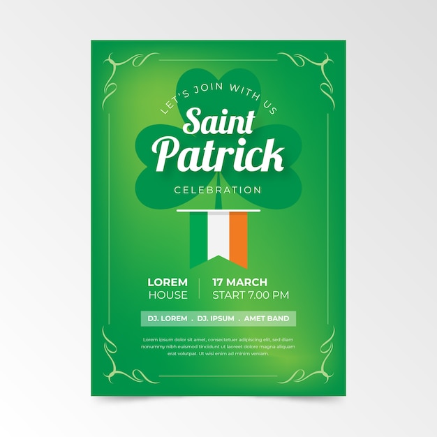 Flat st. patrick's day poster template
