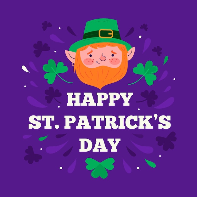 Flat st. patrick's day with clovers illustrations