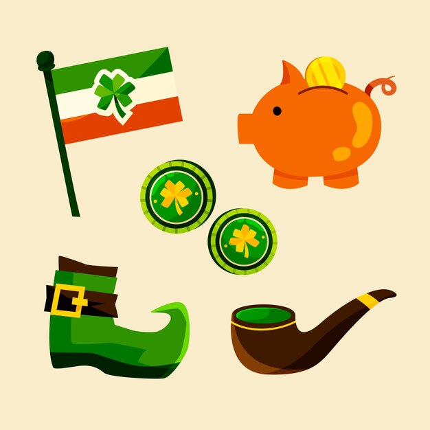 Flat st patricks day design elements collection