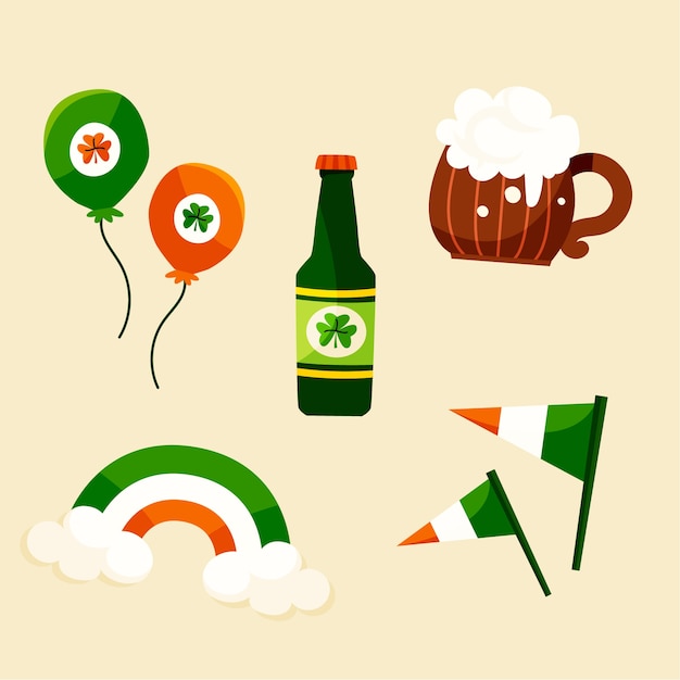 Flat st patricks day design elements collection