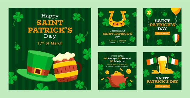 Flat st patricks day instagram posts collection