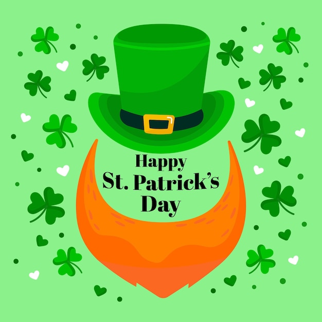 Free vector flat st. patricks day leprechaun beard and hat