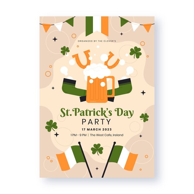 Free vector flat st patricks day vertical poster template