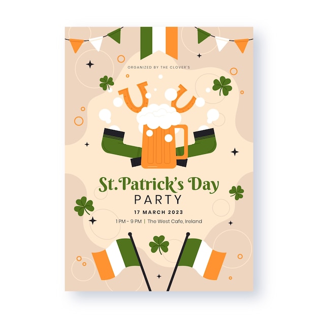 Flat st patricks day vertical poster template