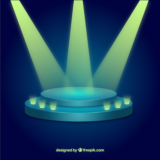 Free vector flat stage podium with elegant lightning