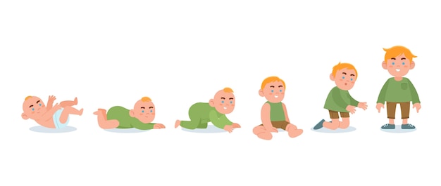 Free vector flat stages of a baby boy pack