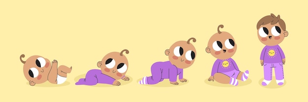 Free vector flat stages of a baby boy