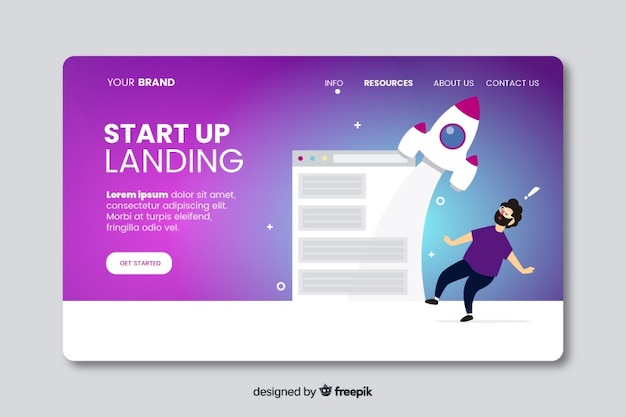 Flat start up landing page template