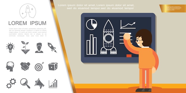 flat startup concept 