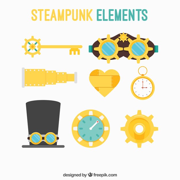 플랫 Steampunk 요소 컬렉션