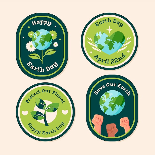 Flat stickers collection for earth day celebration