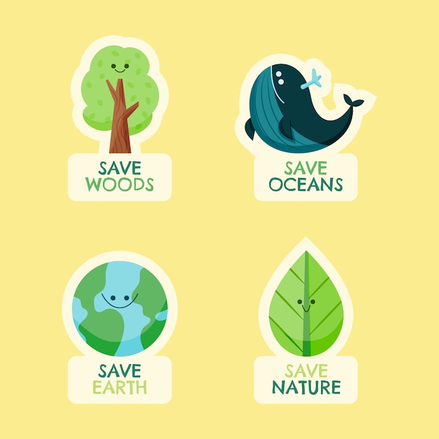 Free Vector flat stickers collection for earth day celebration