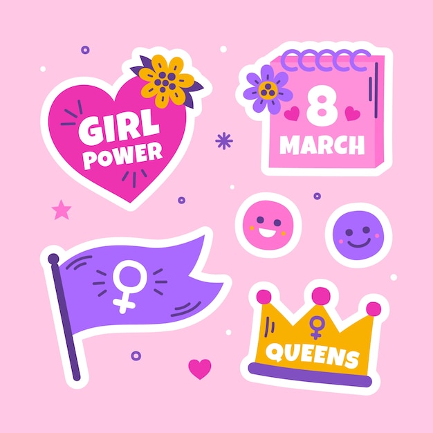 Free vector flat stickers collection for international women's day celebration