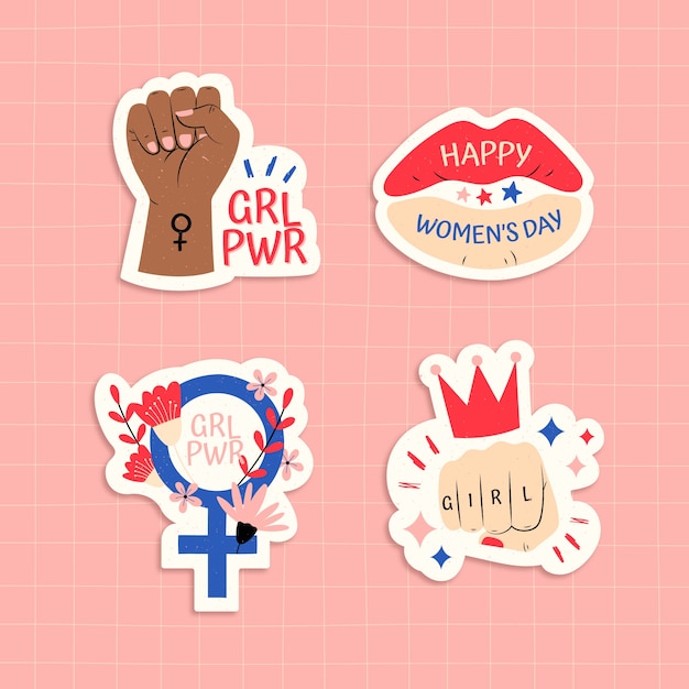 Free vector flat stickers collection for international women's day