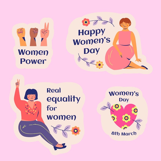 Free vector flat stickers collection for international women's day
