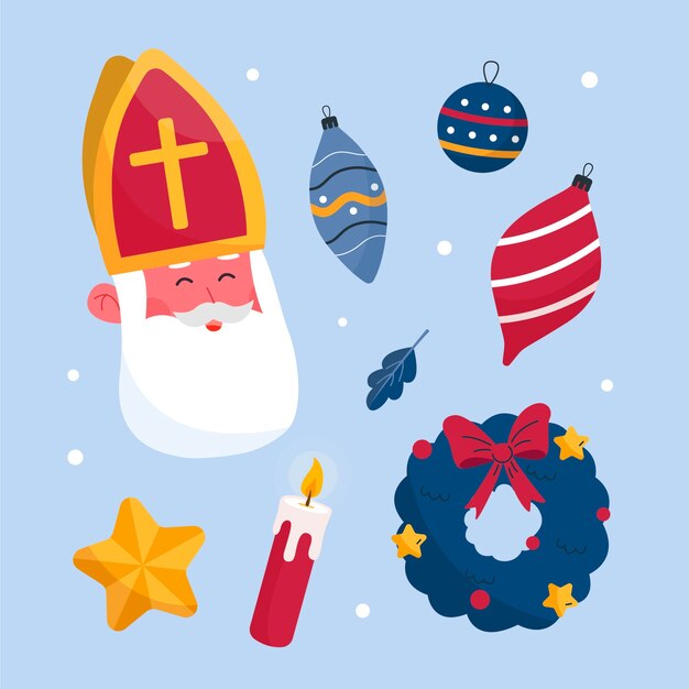 Flat stickers collection for sinterklaas holiday