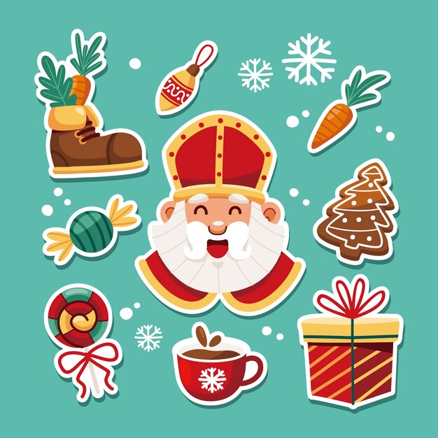 Flat stickers collection for sinterklaas holiday