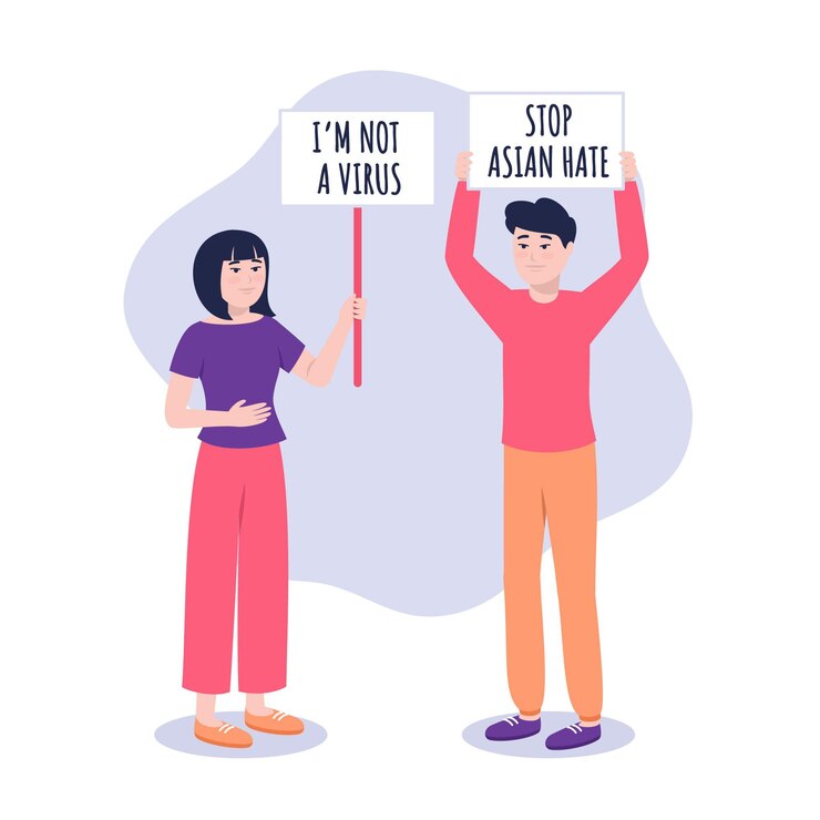 Free Vector flat stop asian hate illustration