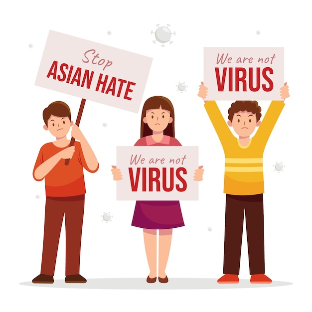 Free vector flat stop asian hate illustration