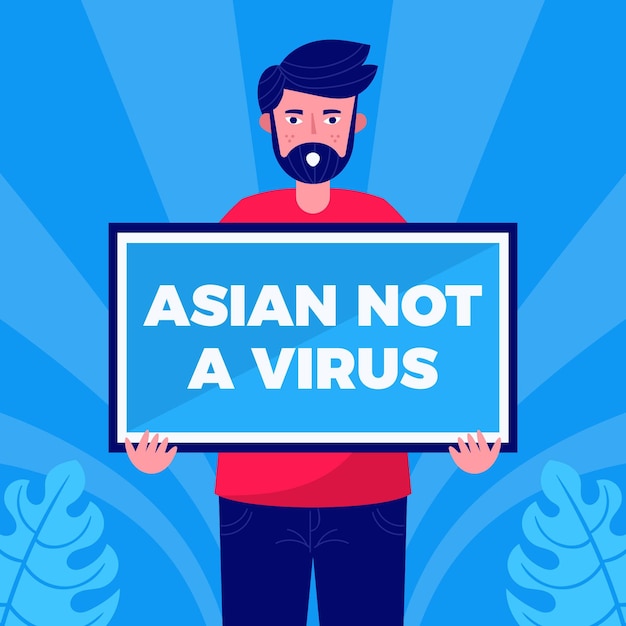 Free vector flat stop asian hate illustration