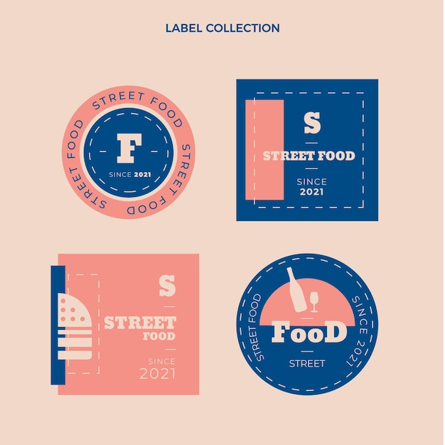 Free vector flat street food label collection