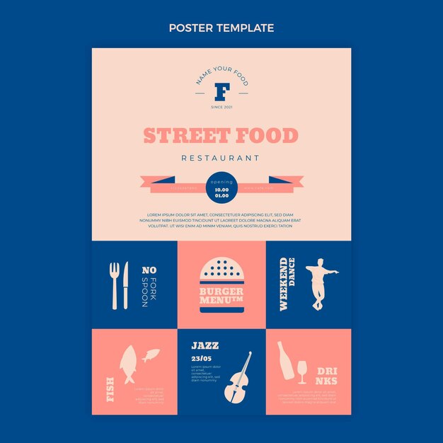 flat street food poster