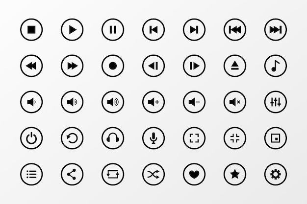 Simbolo del pulsante di controllo del lettore audio in stile piatto