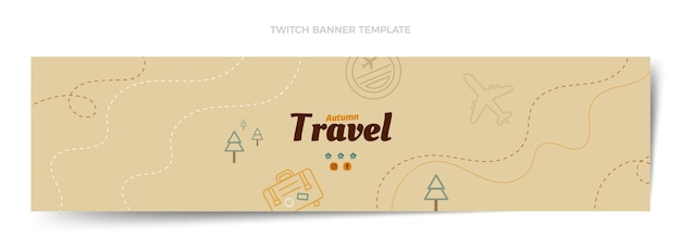 Free vector flat style autumn travel twitch banner