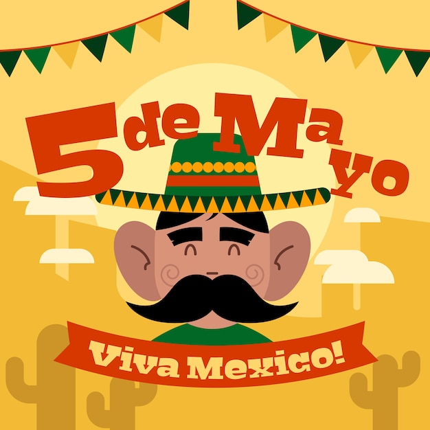 Free vector flat style cinco de mayo