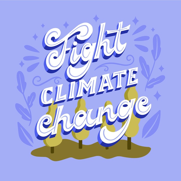 Плоский стиль надписи об изменении климата