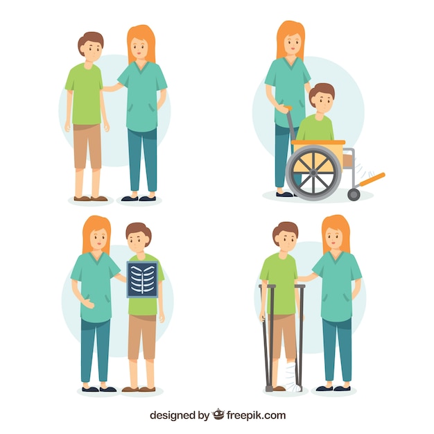 Free vector flat style collection of doctors with patients