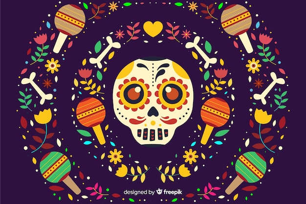 Flat style day of the dead background