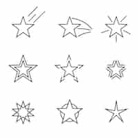 Бесплатное векторное изображение Плоский стиль разной формы звездочный иконный элемент в коллекции