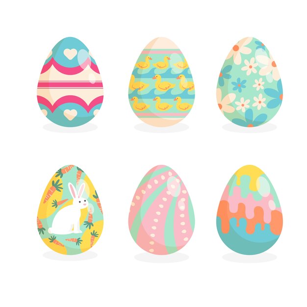 Flat style easter day egg collection