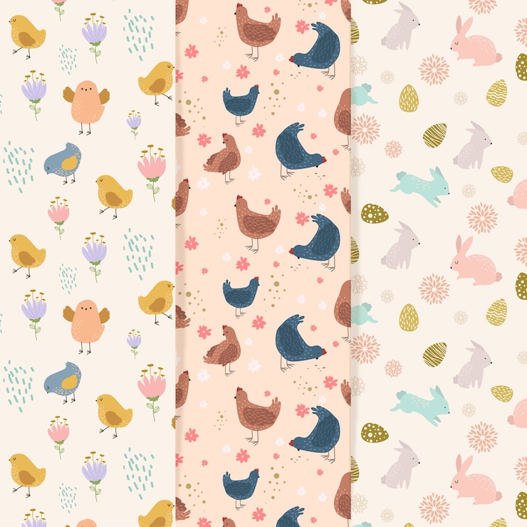 Free Vector flat style easter day pattern set