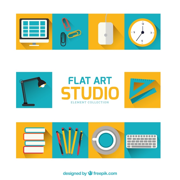 Free vector flat style elements for an art studio