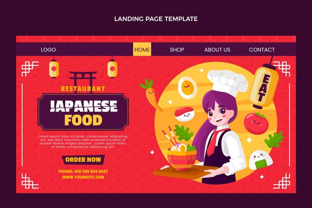 Flat style food landing page