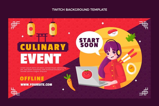 Flat style food twitch background