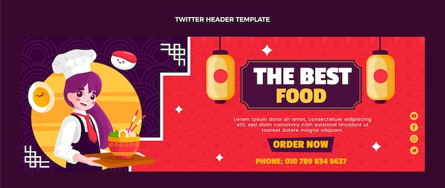 Free vector flat style food twitter header