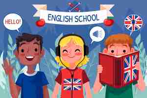 Vettore gratuito illustrazione della scuola inglese disegnata a mano in stile piano